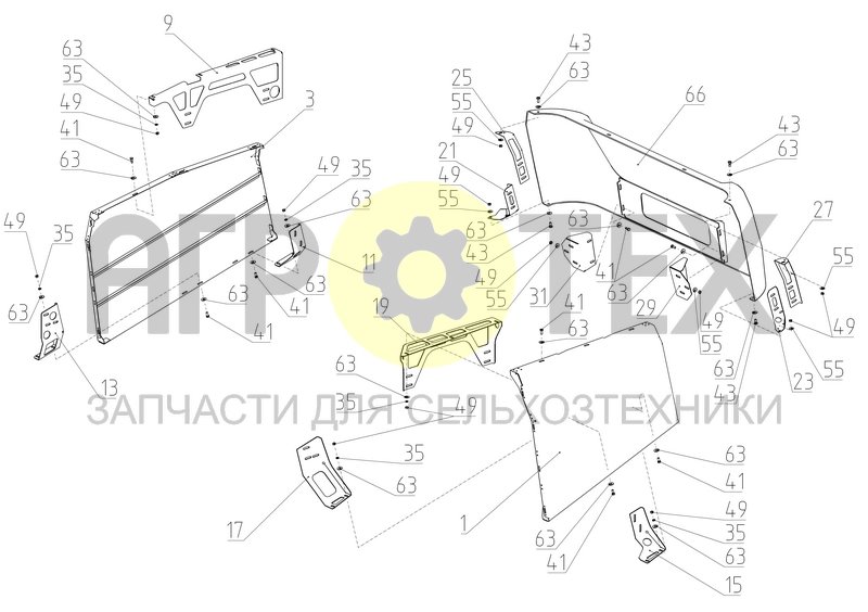 Чертеж Установка щитов измельчителя (S300.58.00.600)